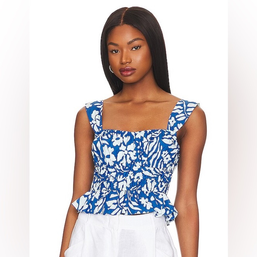 Faithfull the Brand Tamerci Top in Sidra Floral Print Blue